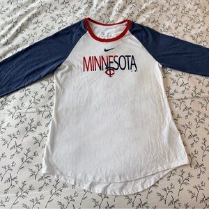 Nike Women's Minnesota Long Sleeve Tee - White and Navy